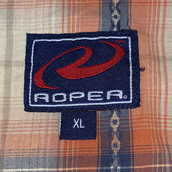 Roper Plaid Fringe Hem Men's Button Down - XL - Picture 4 of 8